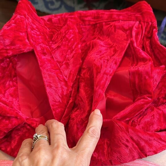 Vintage homemade/handmade crushed red velvet straight maxi skirt - Picture 8 of 8